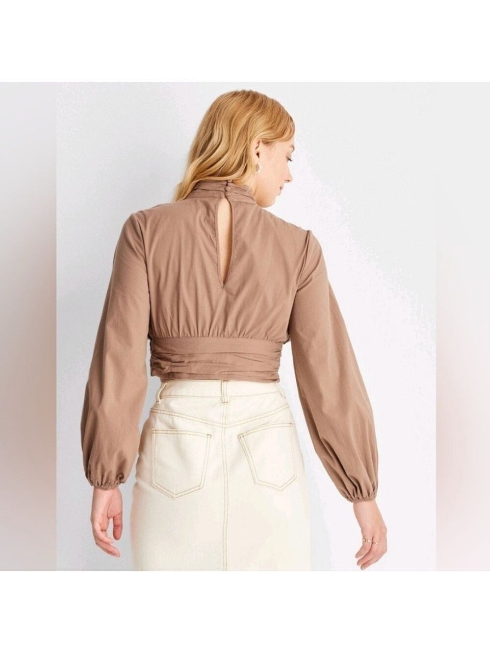 Elegant Tan Women's Blouse - Picture 3 of 4